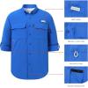 imageBASSDASH Mens Performance Fishing Hiking Shirt UPF 50 Button Down Long Sleeve Quick Dry FS21MVivid Blue