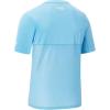 imageBASSDASH Mens UPF 50 Sun Protection Fishing Shirt Short Sleeve UV TShirtSky BlueWhite Logo