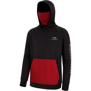 imageBASSDASH Mens Fishing Fleece Hoodie with Neck Gaiter Water Resistant Performance Hunting Sweatshirt FS18MBlackRed
