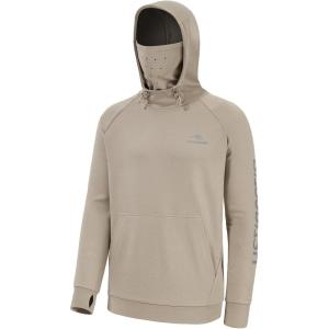 imageBASSDASH Mens Fishing Fleece Hoodie with Neck Gaiter Water Resistant Performance Hunting Sweatshirt FS18MHeather Oatmeal