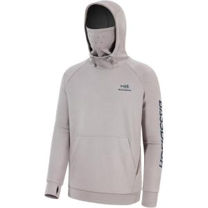 imageBASSDASH Mens Fishing Fleece Hoodie with Neck Gaiter Water Resistant Performance Hunting Sweatshirt FS18MLight Heather Grey