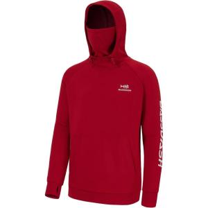 imageBASSDASH Mens Fishing Fleece Hoodie with Neck Gaiter Water Resistant Performance Hunting Sweatshirt FS18MRed