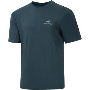 imageBASSDASH Mens UPF 50 Sun Protection Fishing Shirt Short Sleeve UV TShirtSlate BlueGrey Logo