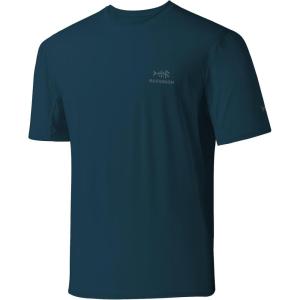 imageBASSDASH Mens UPF 50 Sun Protection Fishing Shirt Short Sleeve UV TShirtStone BlueGrey Logo