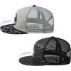 imageBASSDASH 2 Pack Flat Brim Trucker Cap Adjustable Snapback Hat Mesh Back for Men Women Fishing HuntingHeather Grey and Black  Black Geometry