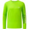 imageBASSDASH Fishing T Shirts for Men UV Sun Protection UPF 50 Long Sleeve Tee TShirtFluorescent GreenWhite Logo