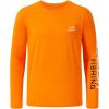 imageBASSDASH Fishing T Shirts for Men UV Sun Protection UPF 50 Long Sleeve Tee TShirtOrangeWhite Logo