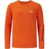 imageBASSDASH Fishing T Shirts for Men UV Sun Protection UPF 50 Long Sleeve Tee TShirtTangerineWhite Logo