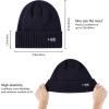 imageBASSDASH Winter Beanie Hats with Fleece Lining Thick Warm for Men Women Stretchy Fit Unisex Cuffed Knit HatDark Blue