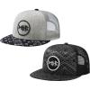imageBASSDASH 2 Pack Flat Brim Trucker Cap Adjustable Snapback Hat Mesh Back for Men Women Fishing HuntingHeather Grey and Black  Black Geometry
