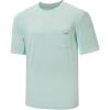 imageBASSDASH Mens UPF 50 Performance Short Sleeve Pocket TShirt UV Sun Protection Fishing Hiking Kayaking Sports ShirtsPastel TealGrey Logo