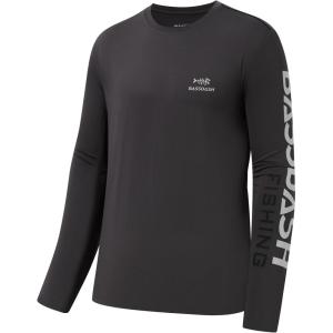imageBASSDASH Fishing T Shirts for Men UV Sun Protection UPF 50 Long Sleeve Tee TShirtDark GreyGrey Logo