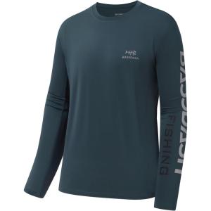 imageBASSDASH Fishing T Shirts for Men UV Sun Protection UPF 50 Long Sleeve Tee TShirtSlate BlueGrey Logo
