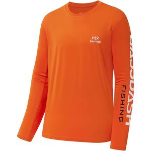 imageBASSDASH Fishing T Shirts for Men UV Sun Protection UPF 50 Long Sleeve Tee TShirtTangerineWhite Logo