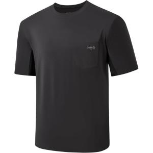 imageBASSDASH Mens UPF 50 Performance Short Sleeve Pocket TShirt UV Sun Protection Fishing Hiking Kayaking Sports ShirtsDark GreyGrey Logo