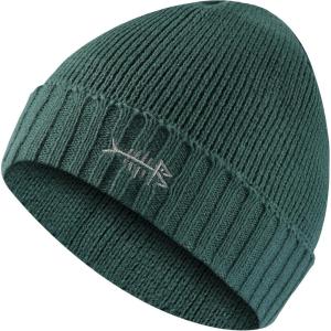 imageBASSDASH Winter Beanie Hats with Fleece Lining Thick Warm for Men Women Stretchy Fit Unisex Cuffed Knit HatPine Green