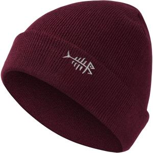 imageBASSDASH Winter Stretchy Knit Beanie Hats Soft Warm for Men Women Lightweight Stylish Unisex Cuffed BeaniesMaroon