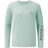 imageBASSDASH Fishing T Shirts for Men UV Sun Protection UPF 50 Long Sleeve Tee TShirtPastel TealGrey Logo