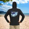 imageBASSDASH Mens UPF 50 Graphic Fishing Hoodie Shirts UV Sun Protection Long Sleeve Moisture Wicking Performance FS48MBlackBlue Marlin