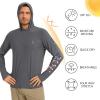 imageBASSDASH Mens UPF 50 Graphic Fishing Hoodie Shirts UV Sun Protection Long Sleeve Moisture Wicking Performance FS48MHeather GreyFlag Bass