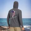 imageBASSDASH Mens UPF 50 Graphic Fishing Hoodie Shirts UV Sun Protection Long Sleeve Moisture Wicking Performance FS48MHeather GreyFlag Bass