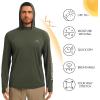imageBASSDASH Mens UPF 50 Graphic Fishing Hoodie Shirts UV Sun Protection Long Sleeve Moisture Wicking Performance FS48MOlive GreenSalmon