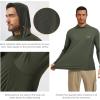 imageBASSDASH Mens UPF 50 Graphic Fishing Hoodie Shirts UV Sun Protection Long Sleeve Moisture Wicking Performance FS48MOlive GreenSalmon