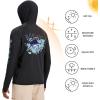 imageBASSDASH Mens UPF 50 Graphic Fishing Hoodie Shirts with Mask Pocket UV Long Sleeve Moisture Wicking FS47MBlackBlue Marlin