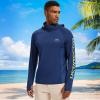 imageBASSDASH Mens UPF 50 Graphic Fishing Hoodie Shirts with Mask Pocket UV Long Sleeve Moisture Wicking FS47MDark BlueMahi