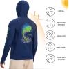 imageBASSDASH Mens UPF 50 Graphic Fishing Hoodie Shirts with Mask Pocket UV Long Sleeve Moisture Wicking FS47MDark BlueMahi