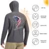imageBASSDASH Mens UPF 50 Graphic Fishing Hoodie Shirts with Mask Pocket UV Long Sleeve Moisture Wicking FS47MHeather GreyFlag Bass