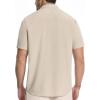 imageBASSDASH Mens UPF 50 Short Sleeve Snap Button Down Shirt Regular Fit Woven Two Pockets Casual Dress ShirtsLight Khaki