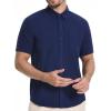 imageBASSDASH Mens UPF 50 Short Sleeve Snap Button Down Shirt Regular Fit Woven Two Pockets Casual Dress ShirtsNavy Blue