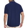 imageBASSDASH Mens UPF 50 Short Sleeve Snap Button Down Shirt Regular Fit Woven Two Pockets Casual Dress ShirtsNavy Blue