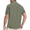 imageBASSDASH Mens UPF 50 Short Sleeve Snap Button Down Shirt Regular Fit Woven Two Pockets Casual Dress ShirtsOil Green