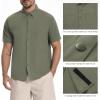 imageBASSDASH Mens UPF 50 Short Sleeve Snap Button Down Shirt Regular Fit Woven Two Pockets Casual Dress ShirtsOil Green