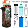 imageBassdash Tactical Molle Water Bottle Pouch with Carabiner Foldable Mesh Holder Bag for Travel Fishing Hunting Hiking Outdoor Activities