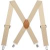 imageBASSDASH Mens 2 Wide XBack Adjustable Elastic Suspenders with Heavy Duty Metal Clips