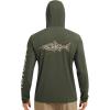imageBASSDASH Mens UPF 50 Graphic Fishing Hoodie Shirts UV Sun Protection Long Sleeve Moisture Wicking Performance FS48MOlive GreenSalmon