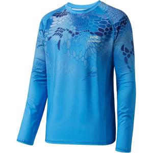 imageBASSDASH FS14M Mens Camo Gradient Performance Long Sleeve Fishing Shirt UPF50Ocean Scales Gradient