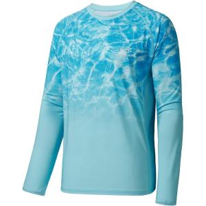 imageBASSDASH FS14M Mens Camo Gradient Performance Long Sleeve Fishing Shirt UPF50Ripple Water Gradient