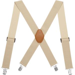 imageBASSDASH Mens 2 Wide XBack Adjustable Elastic Suspenders with Heavy Duty Metal Clips