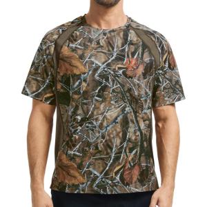imageBASSDASH Mens Camo Shirt UPF 50 WrinkleFree Breathable Short Sleeve UV Protection TShirt for Hunting Hiking SR02MAutumn Forest