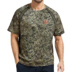 imageBASSDASH Mens Camo Shirt UPF 50 WrinkleFree Breathable Short Sleeve UV Protection TShirt for Hunting Hiking SR02MMossy Wood