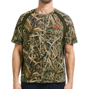 imageBASSDASH Mens Camo Shirt UPF 50 WrinkleFree Breathable Short Sleeve UV Protection TShirt for Hunting Hiking SR02MReeds