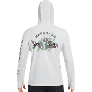 imageBASSDASH Mens UPF 50 Graphic Fishing Hoodie Shirts UV Sun Protection Long Sleeve Moisture Wicking Performance FS48MWhiteSalmon
