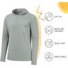 imageBASSDASH Mens UPF 50 Fishing Hoodie Shirts with Chest Pocket Lightweight UV Sun Protection Long Sleeve Hiking Sports FS34MAsh Grey
