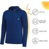 imageBASSDASH Mens UPF 50 Fishing Hoodie Shirts with Chest Pocket Lightweight UV Sun Protection Long Sleeve Hiking Sports FS34MDark Blue