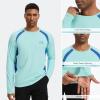 imageBASSDASH Mens UPF 50 WrinkleFree Fishing Shirt Long Sleeve Casual Tee with Breathable Mesh for Hiking Running SR01MSeafoam