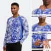 imageBASSDASH Mens UPF 50 WrinkleFree Fishing Shirt Long Sleeve Casual Tee with Breathable Mesh for Hiking Running SR01MWater Wave Camo